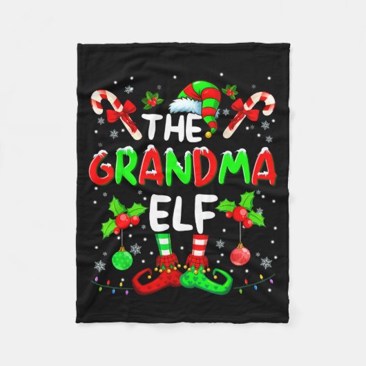 The Grandma Elf Costume Pajamas Pjs Christmas Xmas Fleecedecke (Vorderseite)