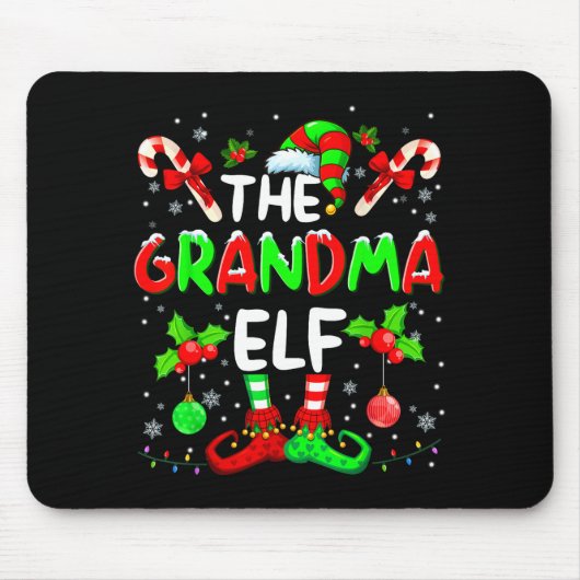 The Grandma Elf Costume Pajamas Pjs Christmas Xmas Mousepad (Vorne)
