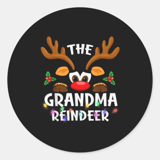 The Grandma Reindeer Christmas Men Women Runder Aufkleber (Vorderseite)