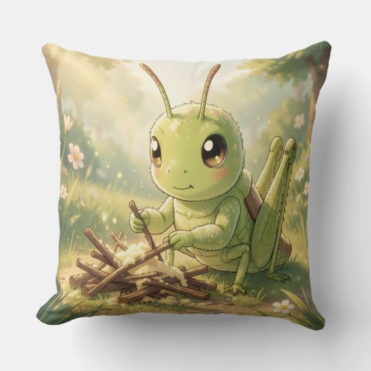 The Grasshopper and the Nectar Artwork Kissen (Vorderseite)