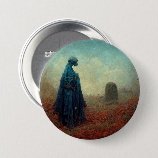 The Grave Surreal Sci-Fi Fantasy Alien Button (Vorne & Hinten)