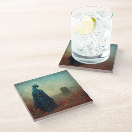 The Grave Surreal Sci-Fi Fantasy Alien Glasuntersetzer (Schrägansicht)