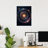 The Gravity of Shapes – Cosmic Geometric Abstract Poster (Heimbüro)