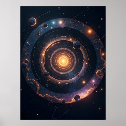 The Gravity of Shapes – Cosmic Geometric Abstract  Poster (Vorne)