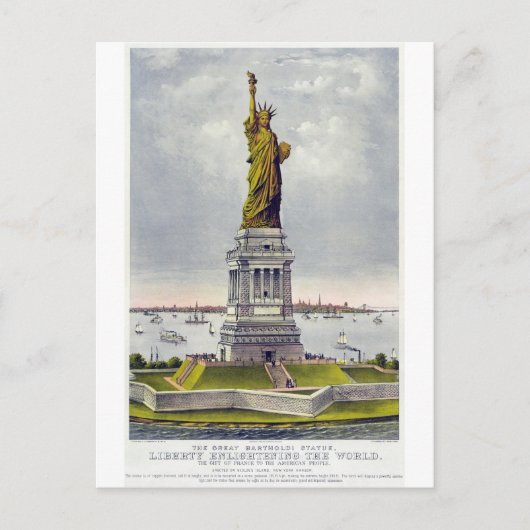 The Great Bartholdi Statue of Liberty Currie Ives Postkarte (Vorderseite)