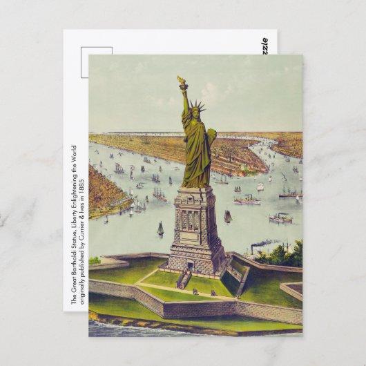 The Great Bartholdi Statue, Statue of Liberty Postkarte (Vorne/Hinten)