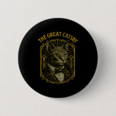 The Great Catsby Funny Retro Art Deco Cat Design Button (Vorderseite)