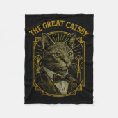 The Great Catsby Funny Retro Art Deco Cat Design Fleecedecke (Vorderseite)