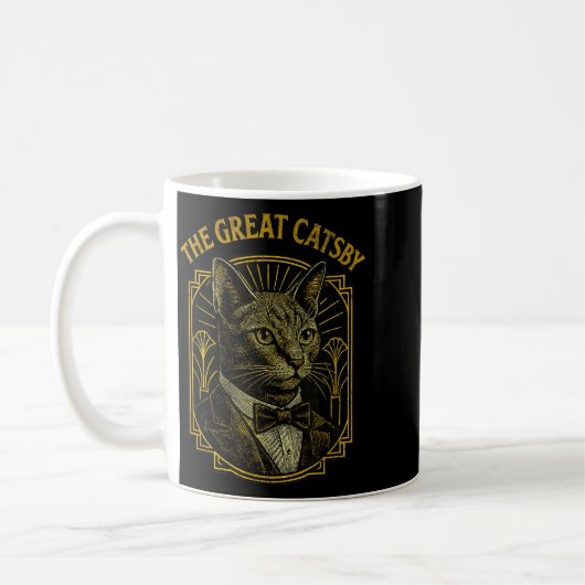 The Great Catsby Funny Retro Art Deco Cat Design  Kaffeetasse (Links)
