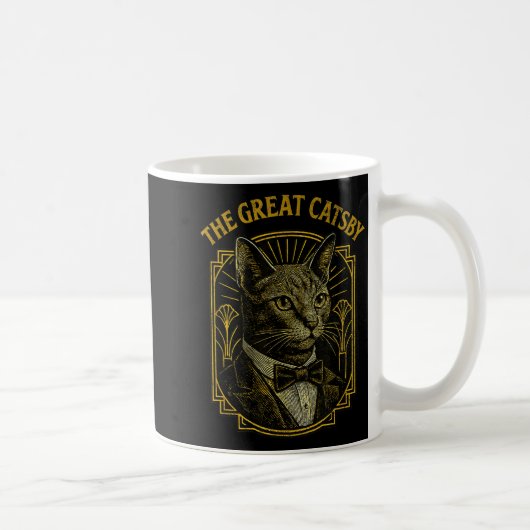 The Great Catsby Funny Retro Art Deco Cat Design  Kaffeetasse (Rechts)