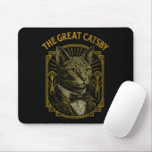 The Great Catsby Funny Retro Art Deco Cat Design Mousepad (Mit Mouse)
