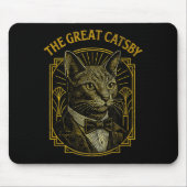 The Great Catsby Funny Retro Art Deco Cat Design Mousepad (Vorne)