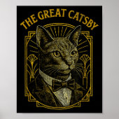 The Great Catsby Funny Retro Art Deco Cat Design Poster (Vorne)