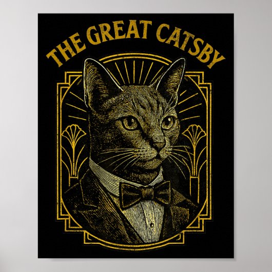 The Great Catsby Funny Retro Art Deco Cat Design Poster (Vorne)