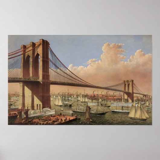 The Great East River Suspension Bridge - 1883 Poster (Vorne)