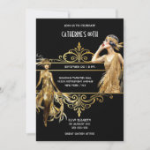 The Great Gatsby 1920's Black Gold Geburtstag Einladung (Vorderseite)