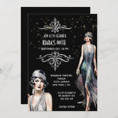 The Great Gatsby Black Flappers Art Deko Einladung (Vorne/Hinten)