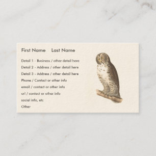 The Great Gray Owl (Strix nebulosa) NY Bird Image Visitenkarte
