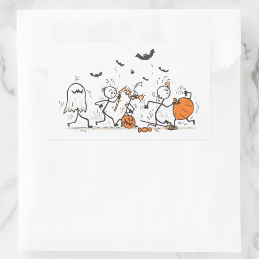 The Great Halloween Candy Fight – Playful Stick Rechteckiger Aufkleber (Tasche)