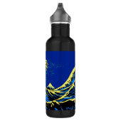 The Great Hokusai Wave in Blue Pop Art Style Edelstahlflasche (Rechts)