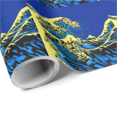 The Great Hokusai Wave in Blue Pop Art Style Geschenkpapier (Rolleneckpunkt)