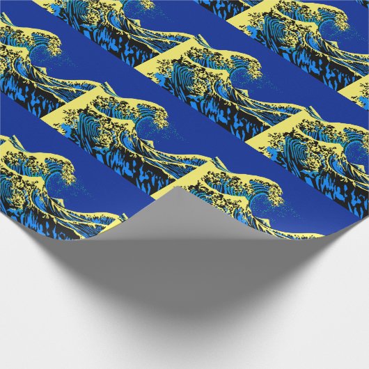 The Great Hokusai Wave in Blue Pop Art Style Geschenkpapier (Ecke)