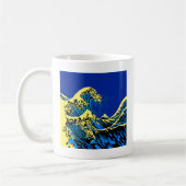 The Great Hokusai Wave in Blue Pop Art Style Kaffeetasse (Links)