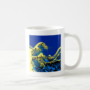 The Great Hokusai Wave in Blue Pop Art Style Kaffeetasse