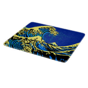 The Great Hokusai Wave in Blue Pop Art Style Schneidebrett