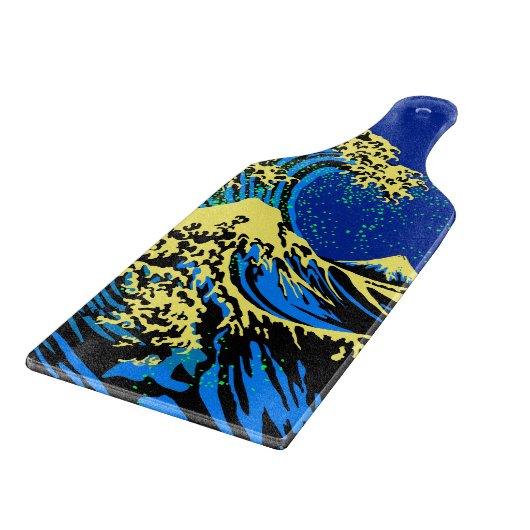 The Great Hokusai Wave in Blue Pop Art Style Schneidebrett (Ecke)