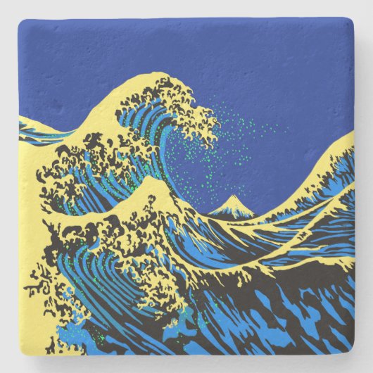 The Great Hokusai Wave in Blue Pop Art Style Steinuntersetzer (Vorderseite)