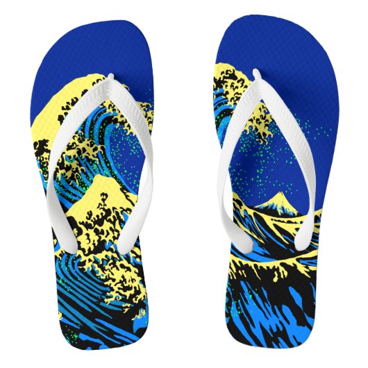 The Great Hokusai Wave in Pop Art Style Badesandalen (Fußbett)