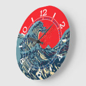 The Great Hokusai Wave in Pop Art Style Dial on a Große Wanduhr (Winkel)