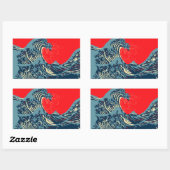 The Great Hokusai Wave in Vibrant Style Rechteckiger Aufkleber (Blatt)