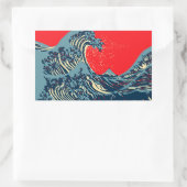The Great Hokusai Wave in Vibrant Style Rechteckiger Aufkleber (Tasche)