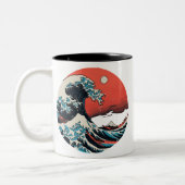 The Great Kanagawa Retro Wave Zweifarbige Tasse (Links)