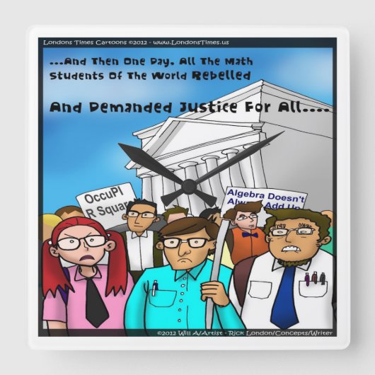 The Great Mathematics Revolution Funny Wall Clock Quadratische Wanduhr (Vorderseite)