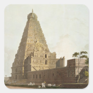The Great Pagoda, Tanjore, Platte XXIV aus "Orient Quadratischer Aufkleber