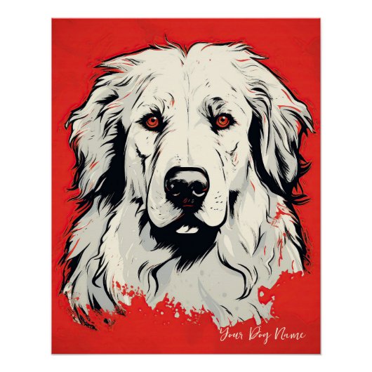 The Great Pyrenäen Hund, Rot und Schwarz 002 - Uli Poster (Vorderseite)