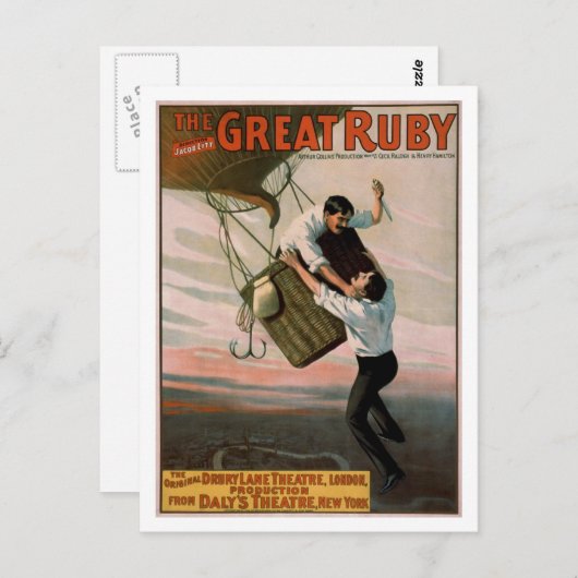 "The Great Ruby" Vintages Theaterposter Postkarte (Vorne/Hinten)