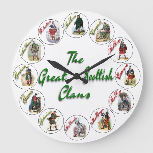 The Great Scottish Clans Clock Style One Große Wanduhr (Vorderseite)