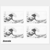 The Great Wave / Black & White Rechteckiger Aufkleber (Blatt)