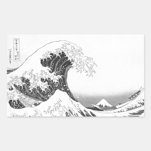 The Great Wave / Black & White Rechteckiger Aufkleber (Vorderseite)