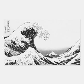 The Great Wave / High-contrast Black & White Rechteckiger Aufkleber