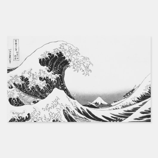 The Great Wave / High-contrast Black & White Rechteckiger Aufkleber (Vorderseite)