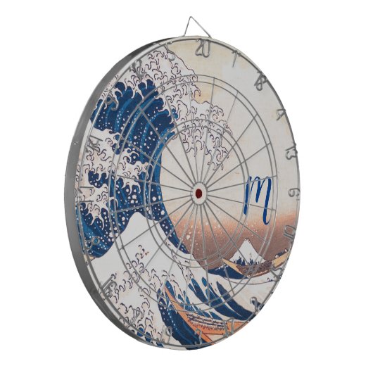 The Great Wave - Japanische Art Dart Board Dartscheibe (Vorderseite Links)