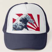 "The Great Wave off Kanagawa"+"Steigende Sonnenfla Truckerkappe (Vorderseite)