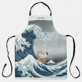 The Great Wave off Kanagawa with Cute Kittens Schürze