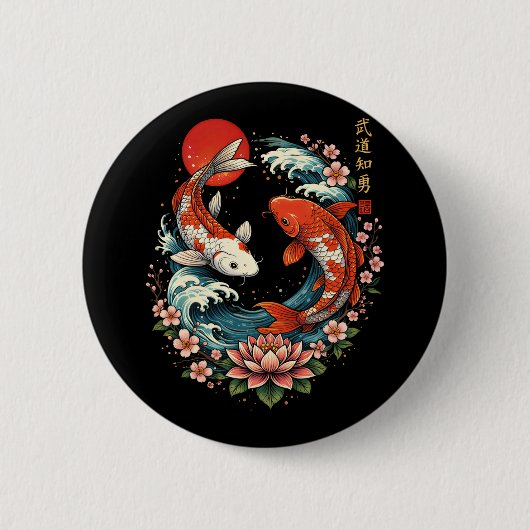 The Great Wave Off Koi Fish  Button (Vorderseite)