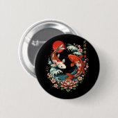 The Great Wave Off Koi Fish  Button (Vorne & Hinten)